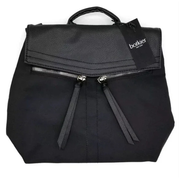 NWT Botkier New York Black Faux Leather Trigger Nylon Bag Mini Backpack - Picture 4 of 13